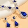 nkls_blue1 3 Piece Blue Droplet Necklace Set